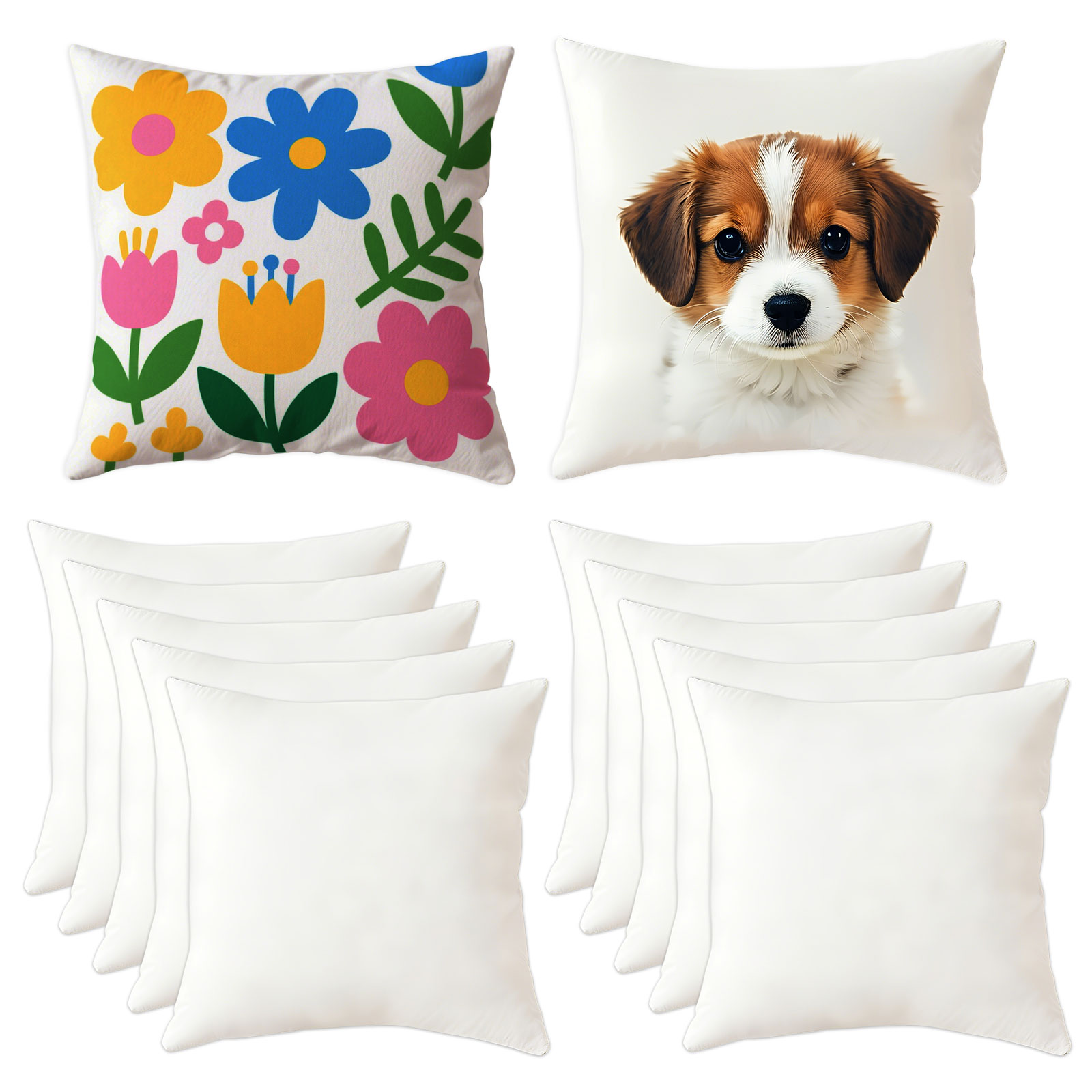 10 Pack 11.8" White Sublimation Pillow Blanks Polyester Cushion Covers with Invisible Hidden Zipper for POD Custom Heat Press Printing