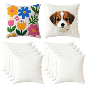 CALCA 10 Pack Plain White Sublimation Blank Pillow Covers 11.8" for Heat Transfer, Embroidery & POD Customization